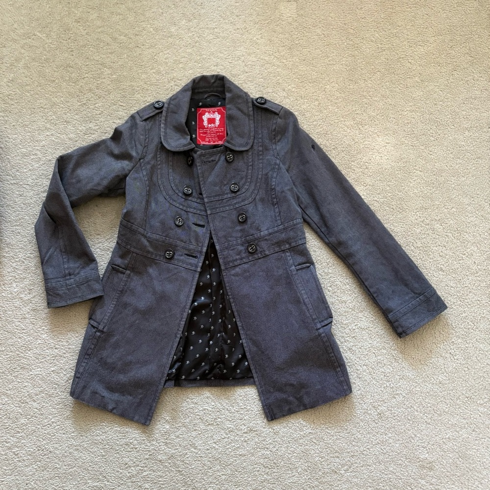 EDC Gray Double-Breasted Coat Size US 6, Fully lined